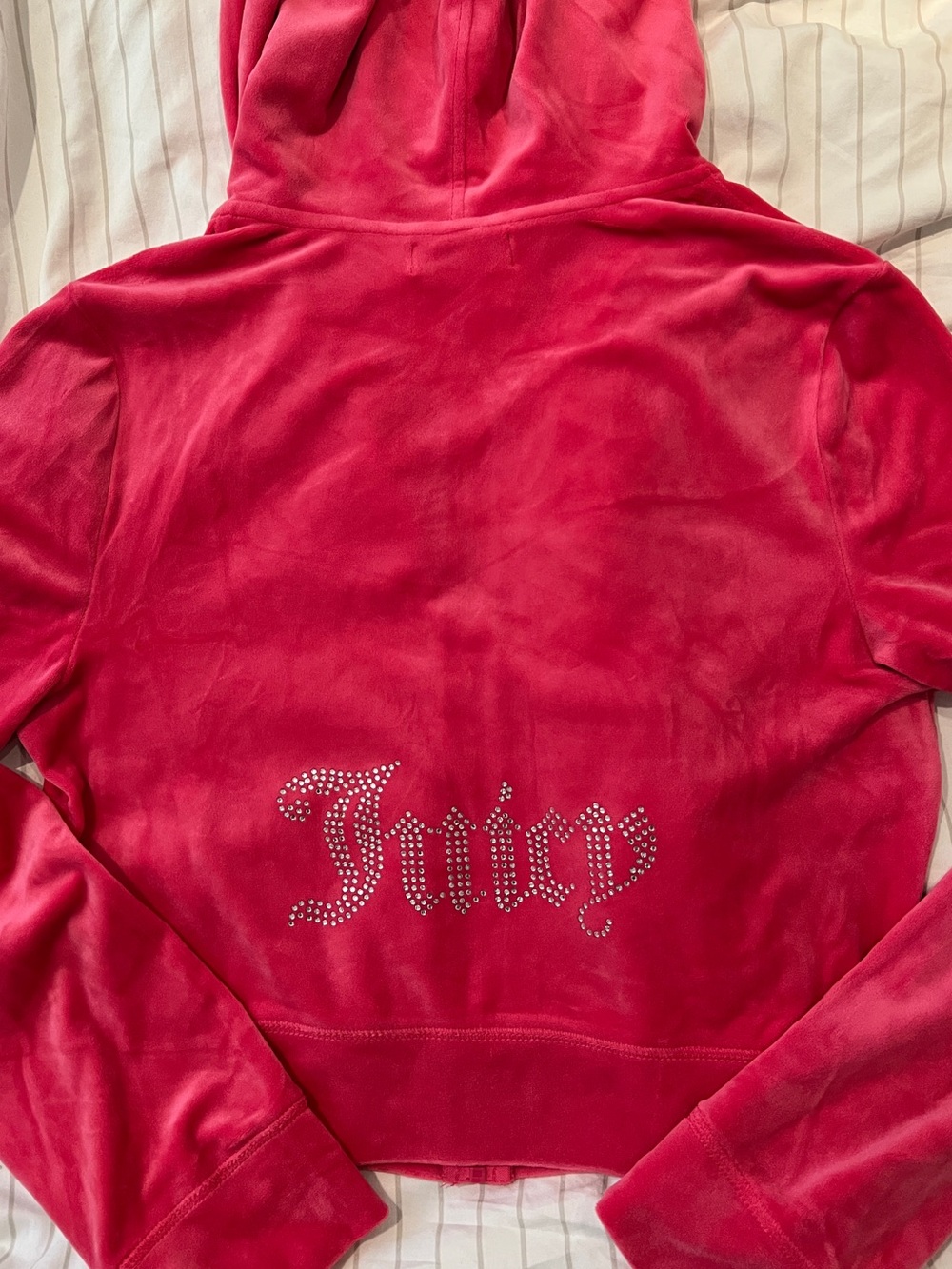 NEW $119 Large Juicy Couture BLING OG Velour Zip Up Hoodie Hooded Jacket